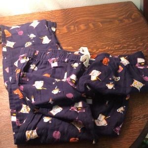 Tea, books and the cat flannel lounge pants Gap LTall